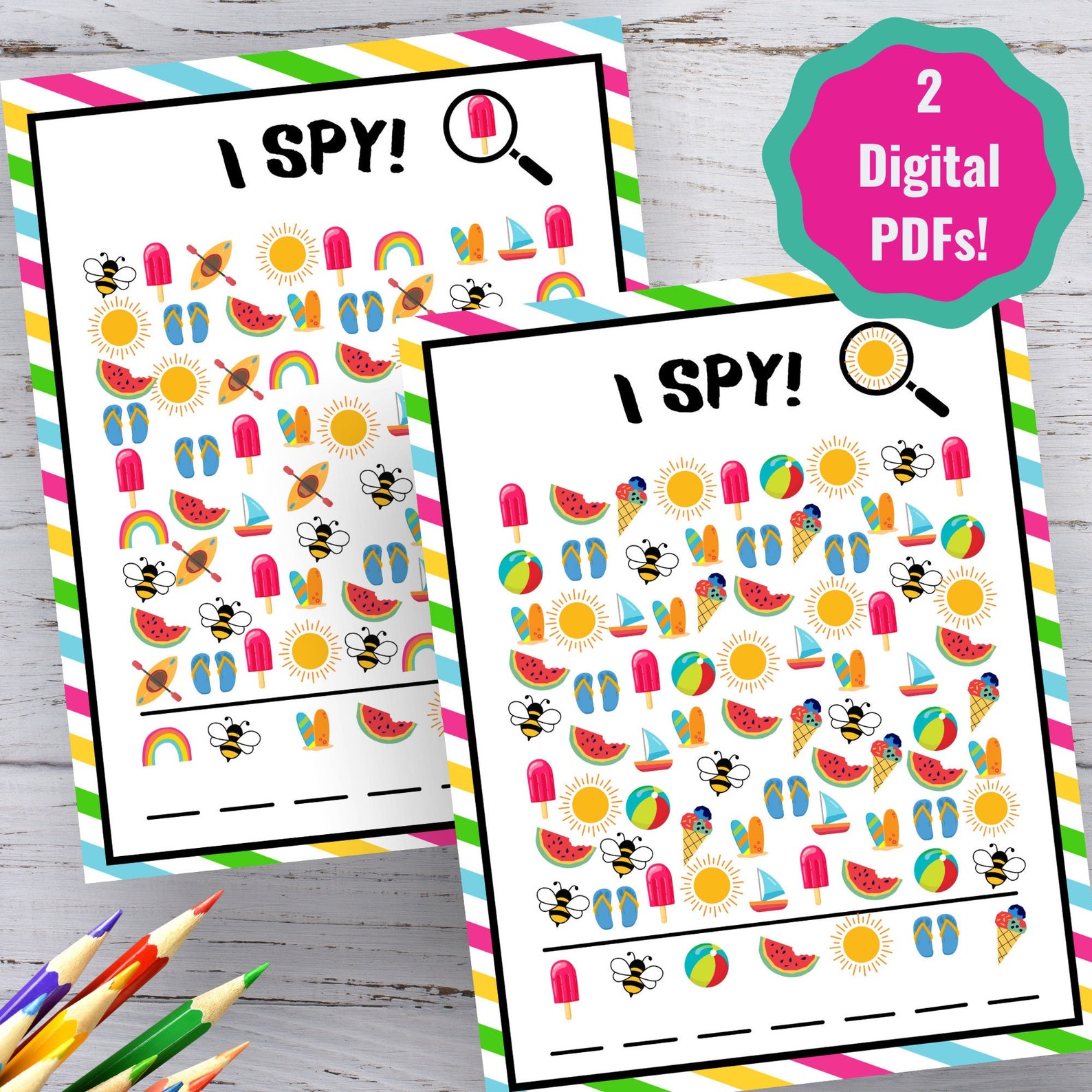 Summer I Spy Activity, Kids Printable Game (digital PDF) - Etsy