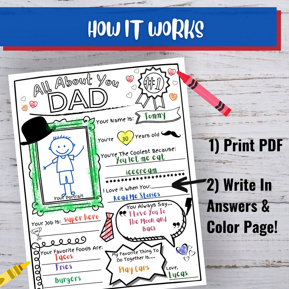 Father's Day Card From Kid, All About Dad Printable (PDF) - Etsy