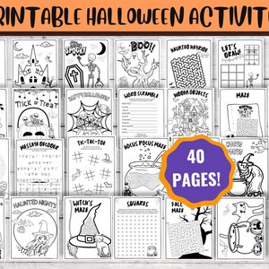 40 Printable Kids Halloween Activities, Halloween Coloring Pages, Halloween word search, Halloween Bundle, Printable PDF, Digital Download