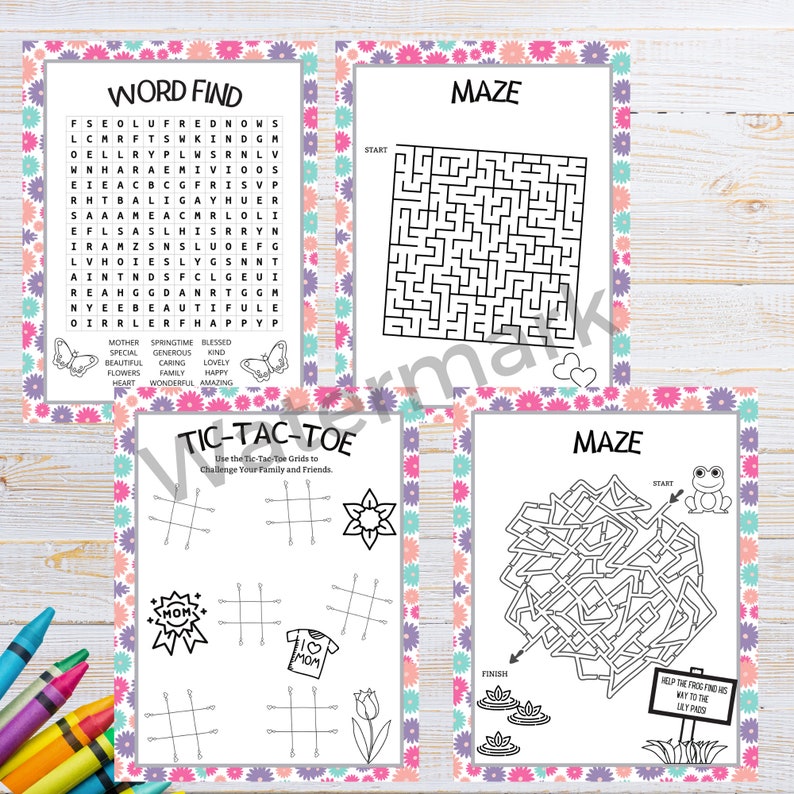 Printable Mother's Day Kid's Activities Mother's | Etsy