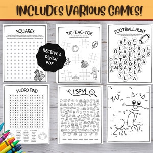 30 Fall Kids Activities, Fall Printable Activity, Printable Activity Bundle, Coloring Pages, Word Search, Word Find, Games, Digital Download image 3