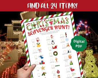 Christmas Scavenger Hunt, Christmas Kids' Activity, Christmas Decoration Scavenger Hunt, Christmas Printable, Christmas Outdoor Activity