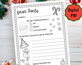 Letter to Santa, Bonus Coloring Pages, Dear Santa, Printable Letter to Santa, Christmas Wish List, Printable, Kid's Christmas Letter