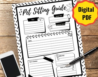Pet Sitter Instructions, Printable Guide (Digital Download)