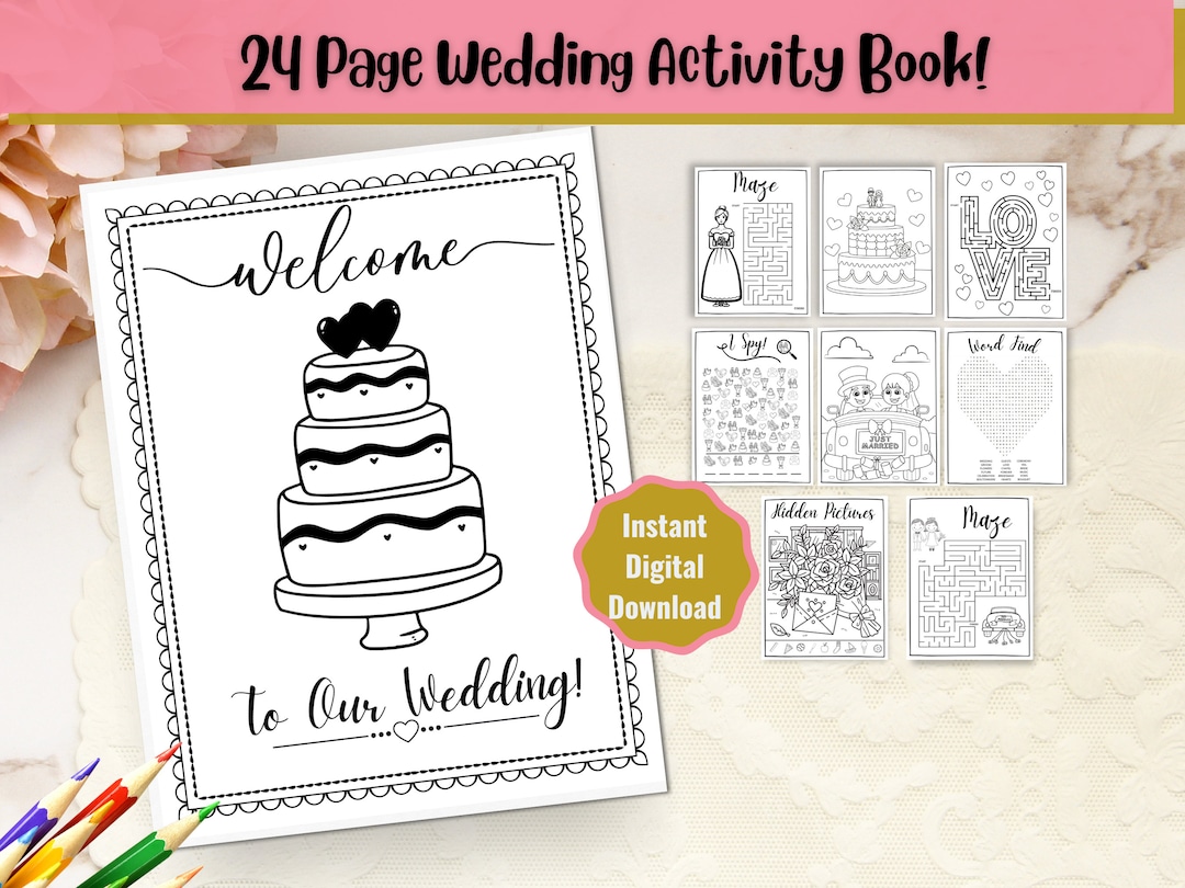 24 Page Kids' Wedding Activity Booklet, Kid's Wedding Activity Book ...