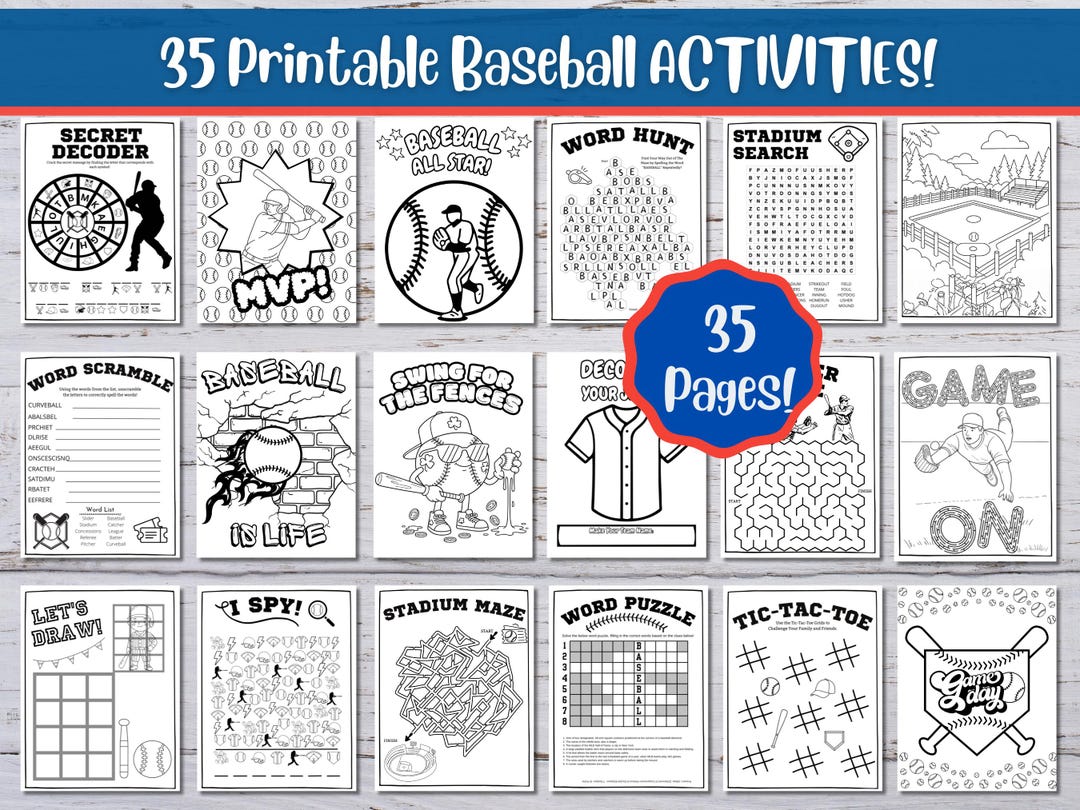 35 Printable Baseball Activities Pack, Party Games, Birthday Fun ...