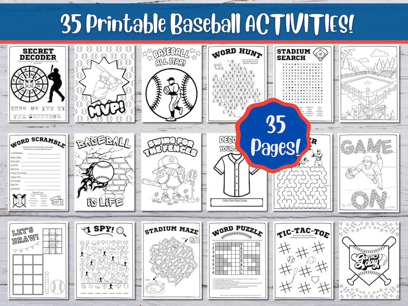 Baseball Activity 35 Printable Baseball Activities Pack, Party Games, Birthday Fun ...