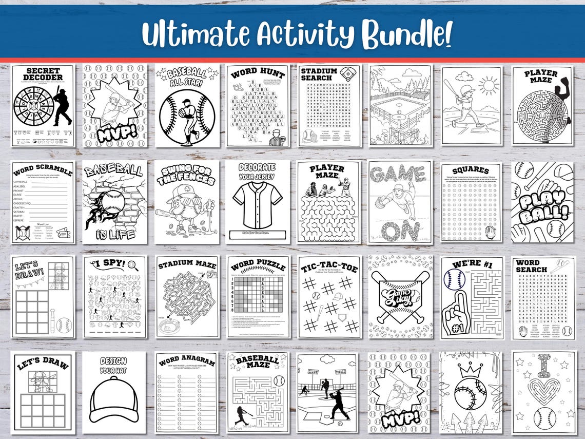35 Printable Baseball Activities Pack, Party Games, Birthday Fun ...