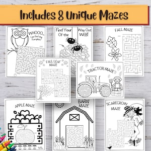 30 Fall Kids Activities, Fall Printable Activity, Printable Activity Bundle, Coloring Pages, Word Search, Word Find, Games, Digital Download image 2