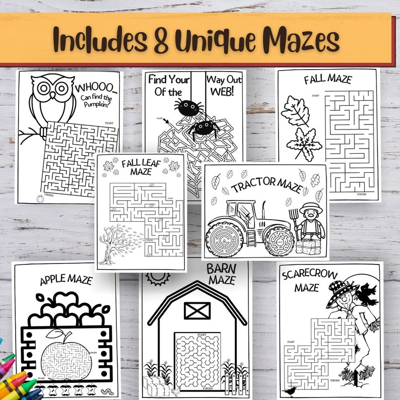 30 Fall Kids Activities, Fall Printable Activity, Printable Activity Bundle, Coloring Pages, Word Search, Word Find, Games, Digital Download image 2