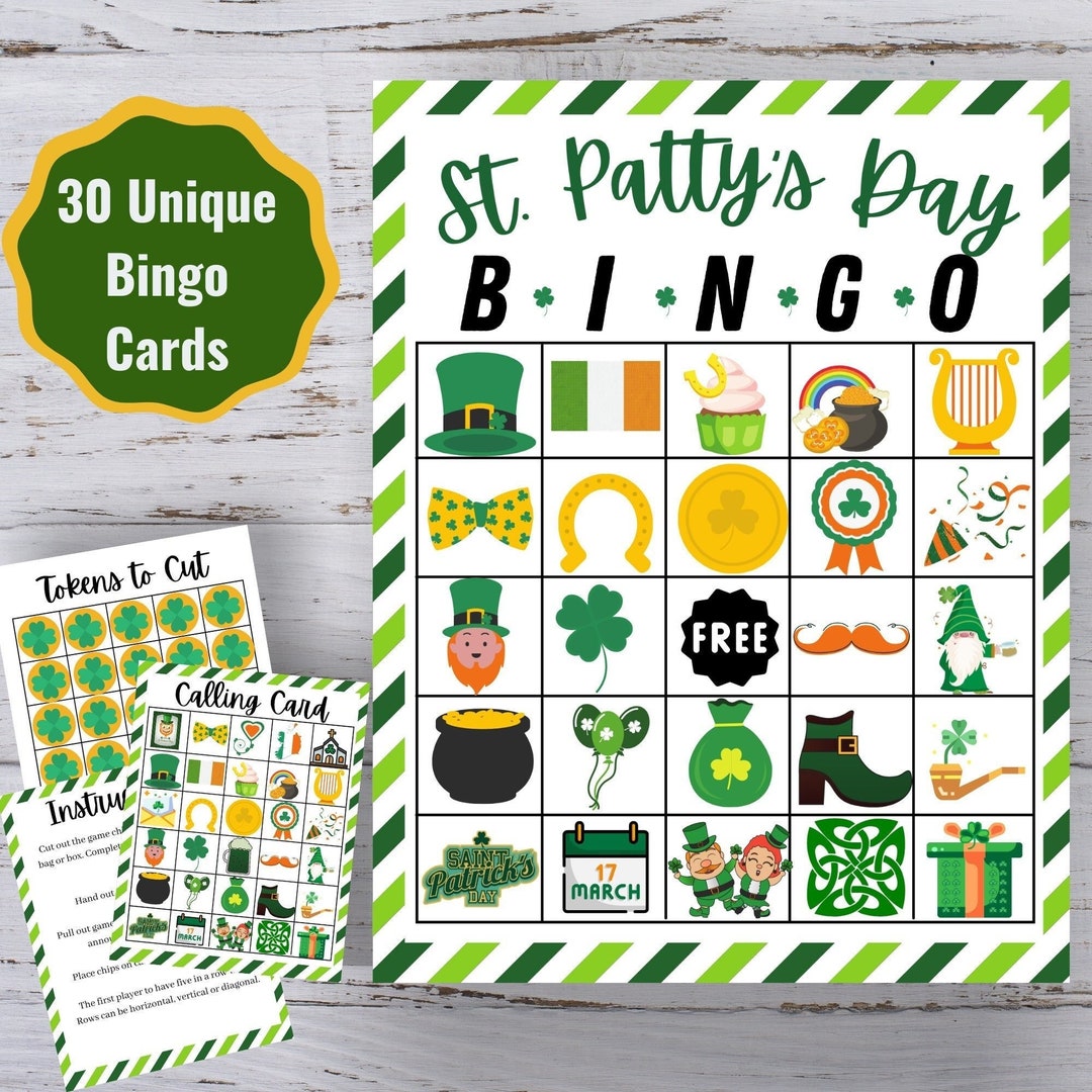 St. Patrick's Day Bingo 30 Unique Bingo Cards Kids