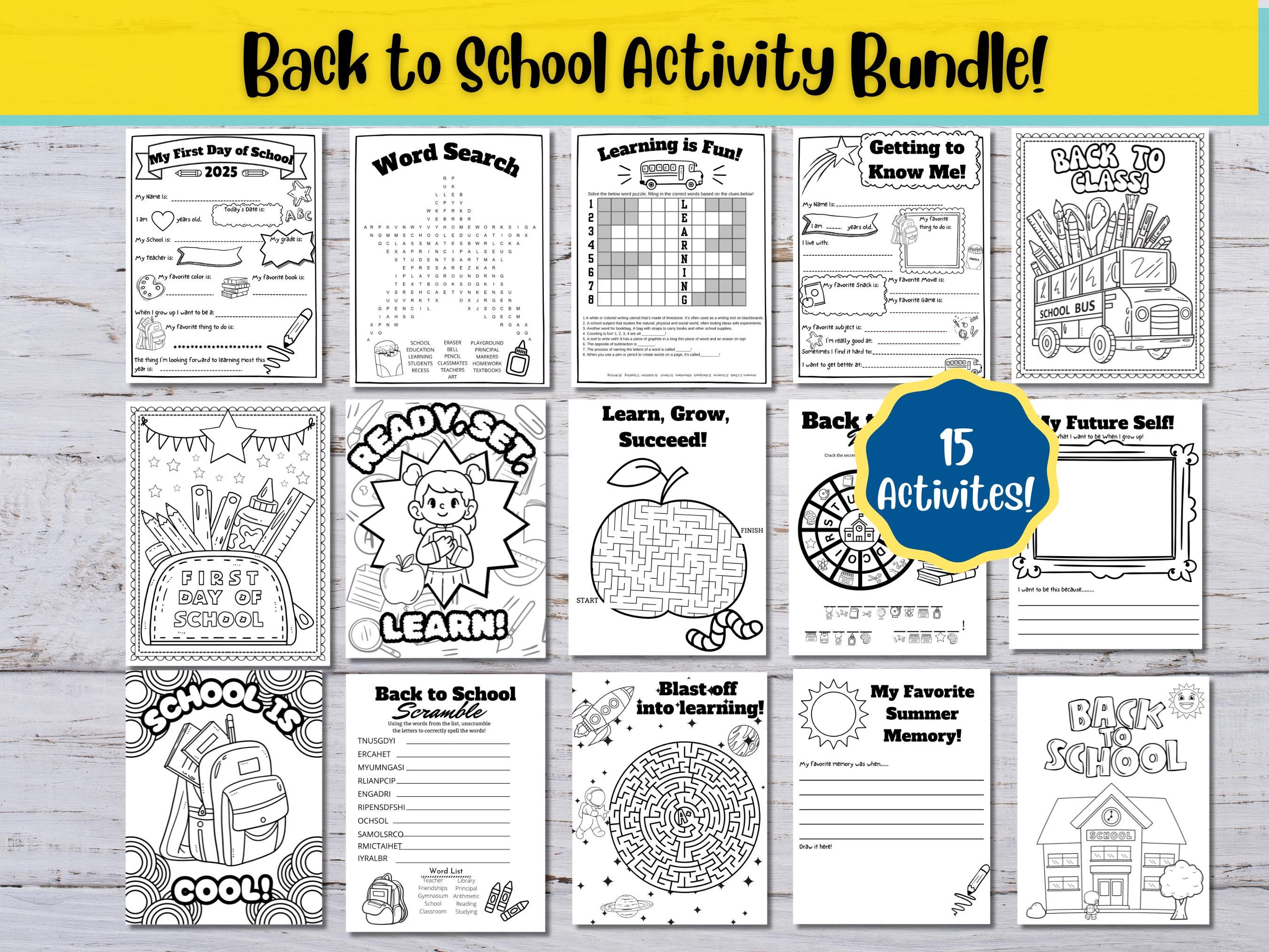Back to School Activity Pack, First Day of School Classroom Games ...