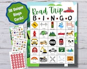 Road Trip Printable Bingo, 30 Unique Bingo Cards, Kids' Road Trip Activity, Travel Bingo Printable, Car Activity, Road Trip Game, Bingo Card