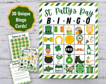 St. Patrick's Day Bingo, 30 Unique Bingo Cards, Kids' St. Patrick's Day Activity, St. Patrick's Day Bingo Cards, Digital Download, Printable