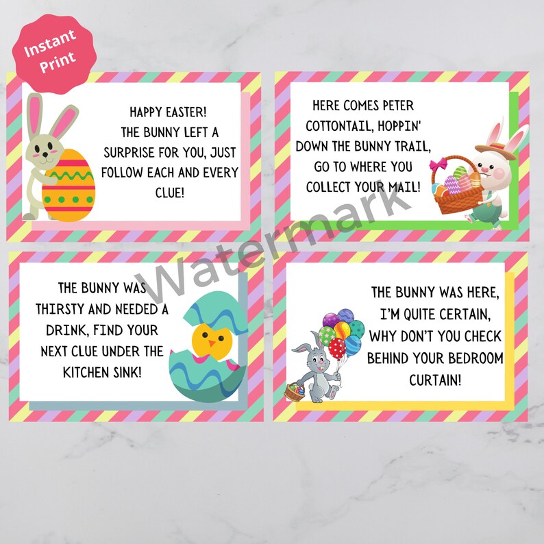 Easter Basket Scavenger Hunt Easter Treasure Hunt Free Bunny Etsy