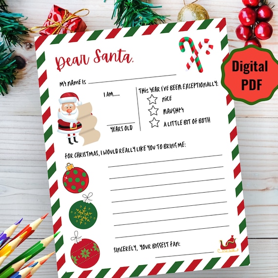 Letter to Santa, Bonus Coloring Pages, Dear Santa, Printable