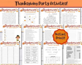Thanksgiving Party Games Bundle, Adult and Teen Printable Activities (Digital Download)