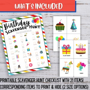Birthday Scavenger Hunt, Printable Birthday Party Game, Birthday Party ...