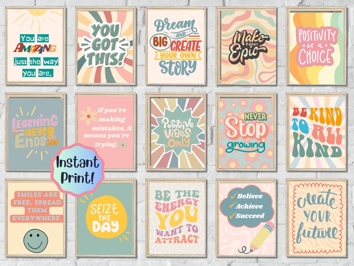 Motivational Classroom Posters, Positive Quotes Art (digital Download ...