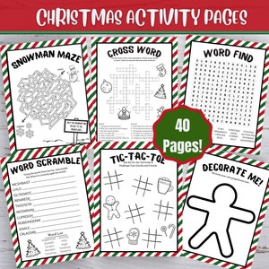 40 Printable Christmas Activities, Christmas Activity Bundle, Kid's Activities, Christmas Coloring pages, Christmas Party Games, Printable