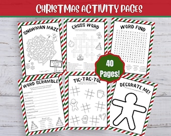 40 Printable Christmas Activities, Christmas Activity Bundle, Kid's Activities, Christmas Coloring pages, Christmas Party Games, Printable