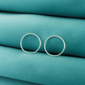 925 Sterling Silver Sleeper Hoop Earrings 8mm 10mm 12mm 15mm , 20G Continuous Hoops, Small Hoop Earrings, Hypoallergenic Wireless Hoops image 10