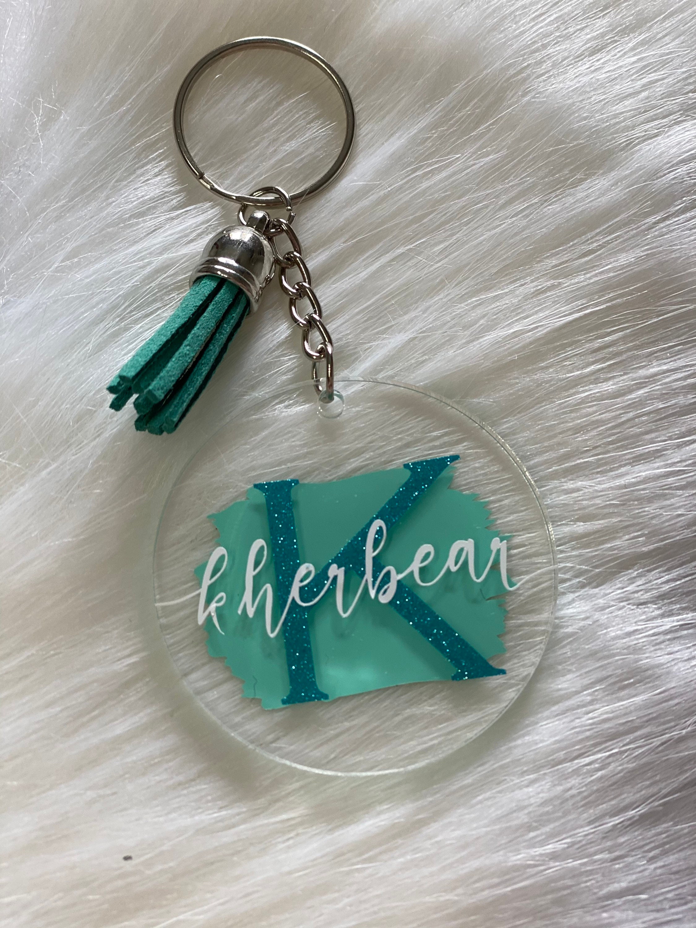 KEYCHAIN Personalized Clear Acrylic Keychain Painted Back Etsy