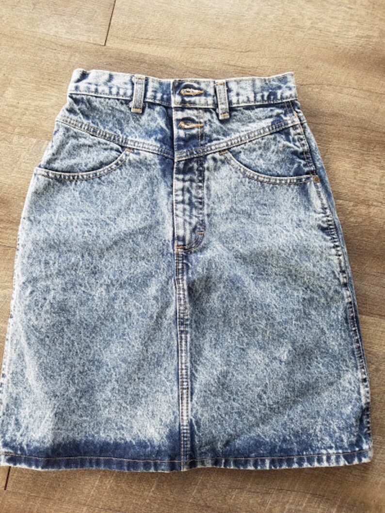 Vintage Acid Wash Jean Skirt. 80's Jean Skirt. R.D. | Etsy