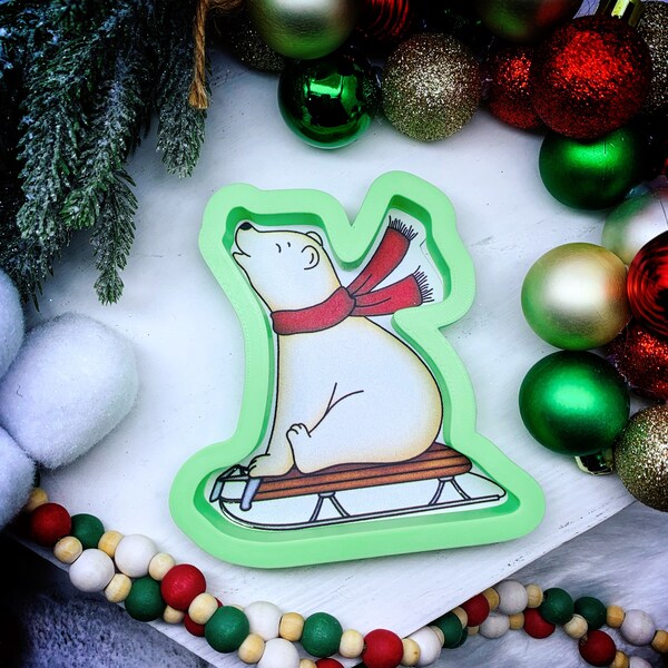 Polar Bear On Sled Cookie Cutter