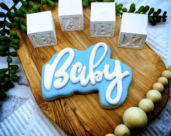 Cortador de galletas con placa manuscrita para bebé