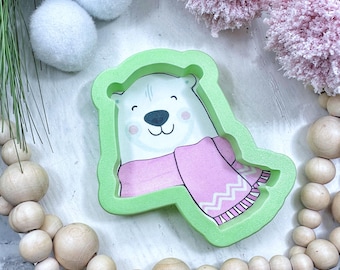 Polar Bear Head with Scarf Cookie Cutter