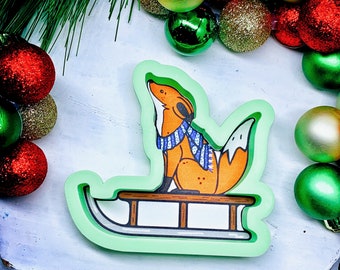 Fox On Sled Cookie Cutter