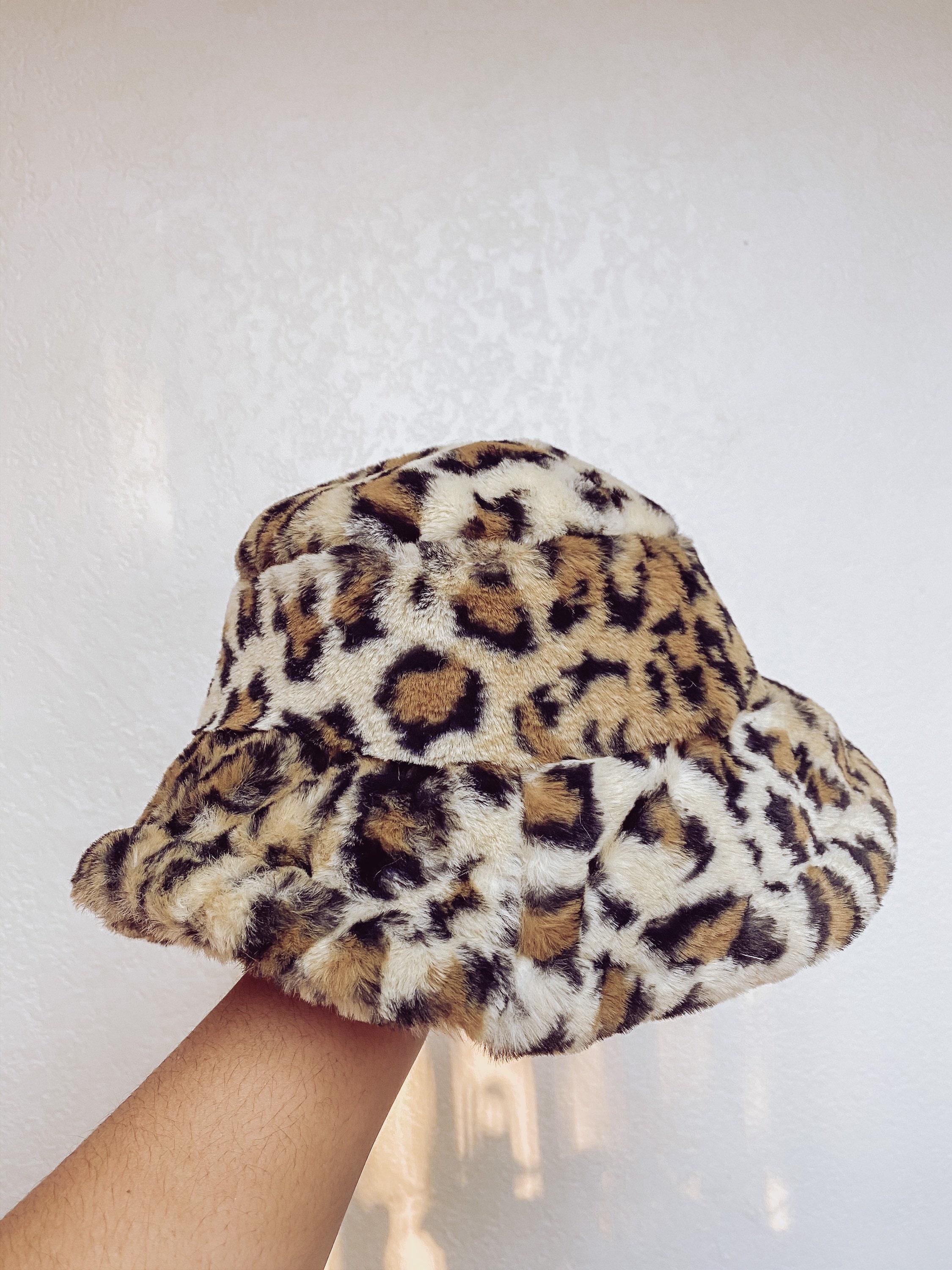 Cheetah faux fur bucket hat Y2K bucket hat leopard faux fur Etsy