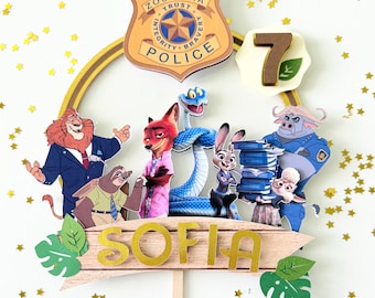 Zootopia Birthday Cake Topper – Personalized Name & AgE