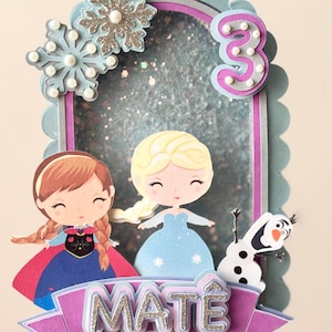 Frozen Cake Topper - Elsa Anna Olaf Birthday Decor - Girl Birthday Cake Topper - Custom Name & Age - Winter Wonderland Party