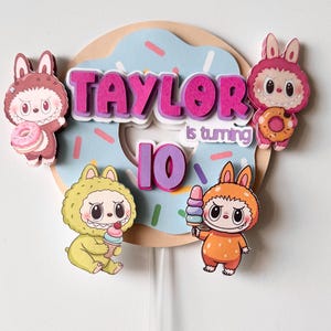 Labubu Cake Topper: Donut & Ice Cream Birthday Party Decor