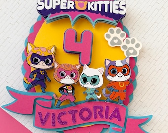 SuperKitties Cake Topper – Personalized Name & Age Cat