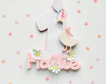 Personalized One Silly Goose Cake Topper – First Birthday Party Decoration