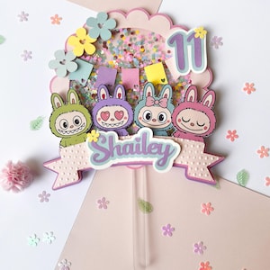 Labubu Birthday Cake Topper: Personalized Shaker, Handmade Party Decoration