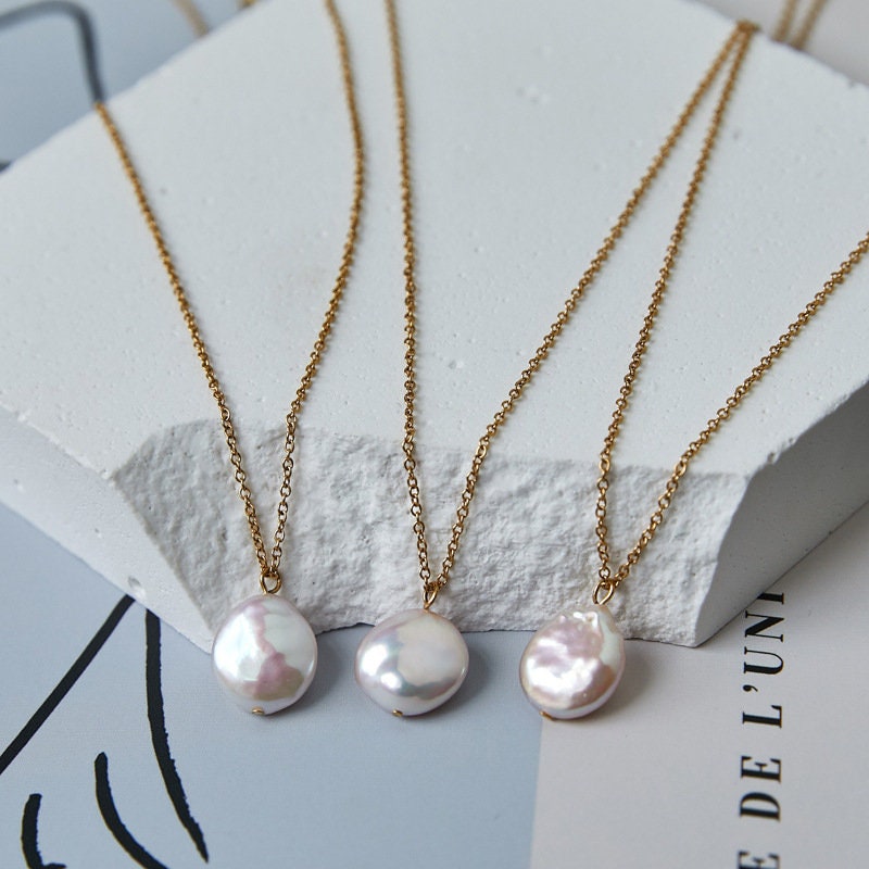 Details about   Victorian Freshwater Pearl Pendant Necklace Gold Plated Stainless Steel Chain 