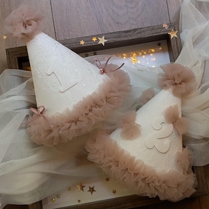 Kids birthday party hat. Baby photoshoot props- Desert Rose