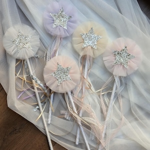 Glitter Star Fairy Wand: Tulle & Ribbon Pretend Play Wand