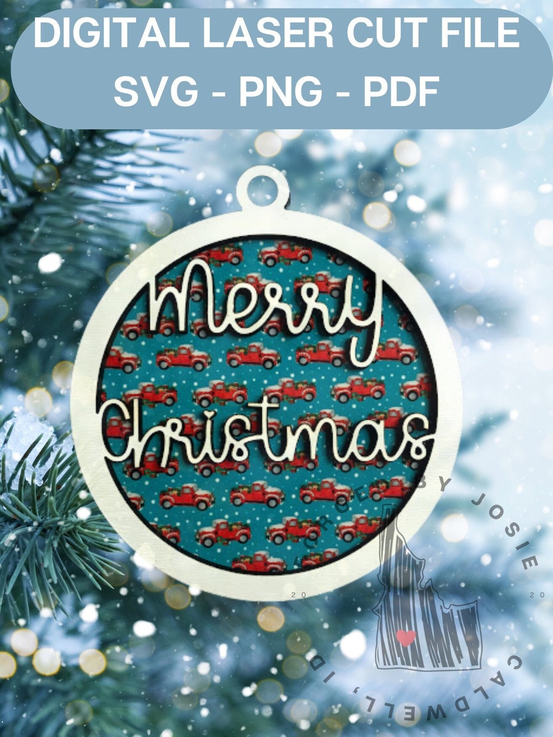 Digital Laser Cut File - Christmas Ornaments - 2 Layer - Christmas ...