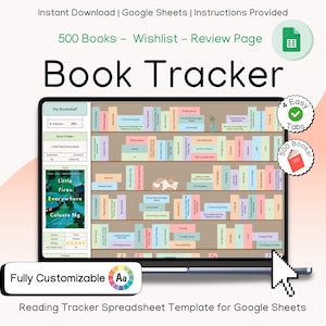 Book Tracker Tabelle | Leselogbuch & Listenvorlage | Digitale Bibliothek Organizer für Google Sheets | Sofortiger digitaler Download