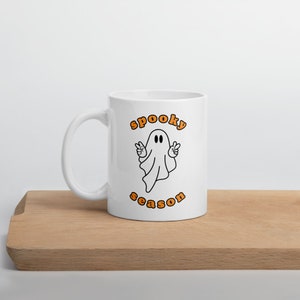 white spooky season Halloween ghost glossy mug