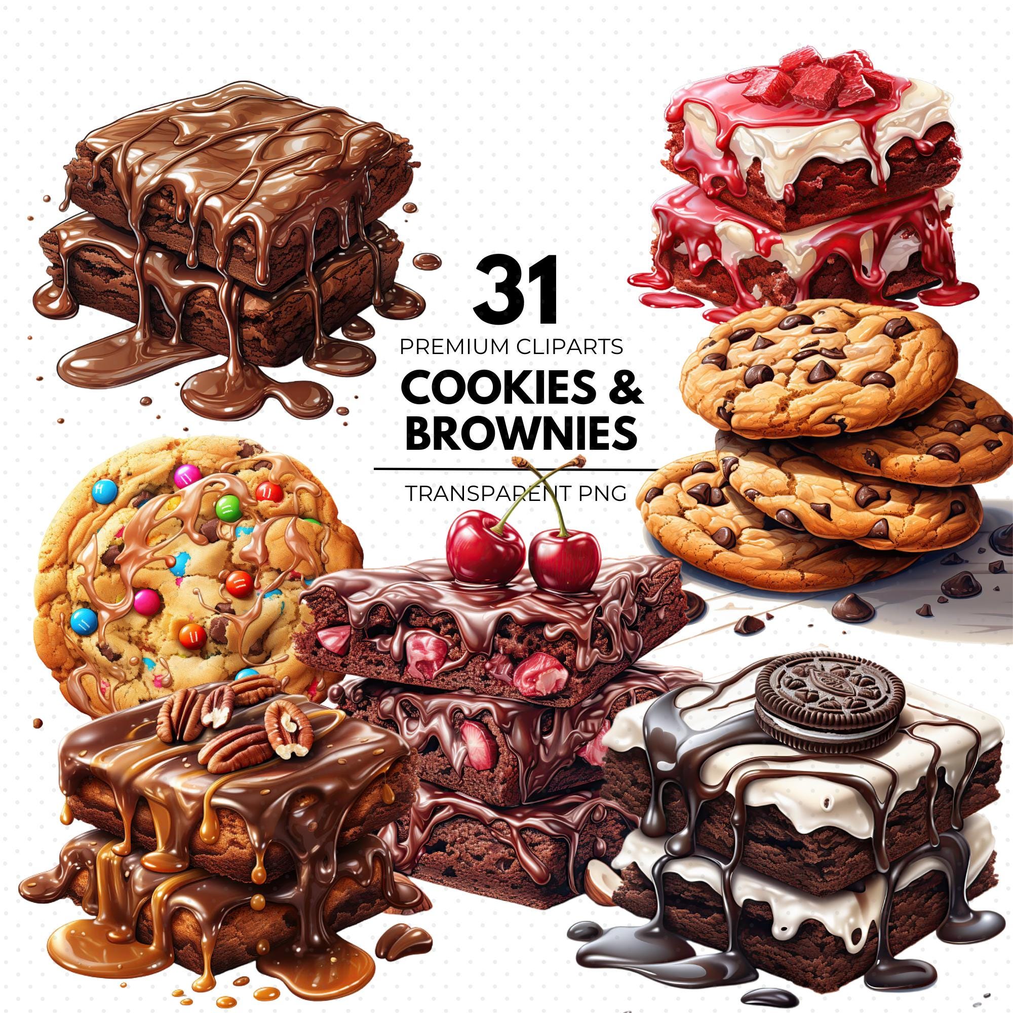 Cookies and Brownies Clipart, Watercolor Dessert PNG, Chocolate Chip, Oreo,  Cookie Jar, Brownie Stickers, Cookie Clipart, Cookie Png - Etsy New Zealand, image size:2000x2000