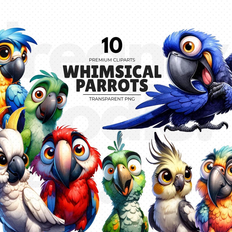Clip Art of Parrots - Etsy