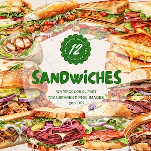 Deluxe Sandwich PNG | Sandwich Clipart | Panini Clipart | Grilled Cheese | Panini PNG | Digital Sandwiches Clipart | Restaurant Menu Clipart