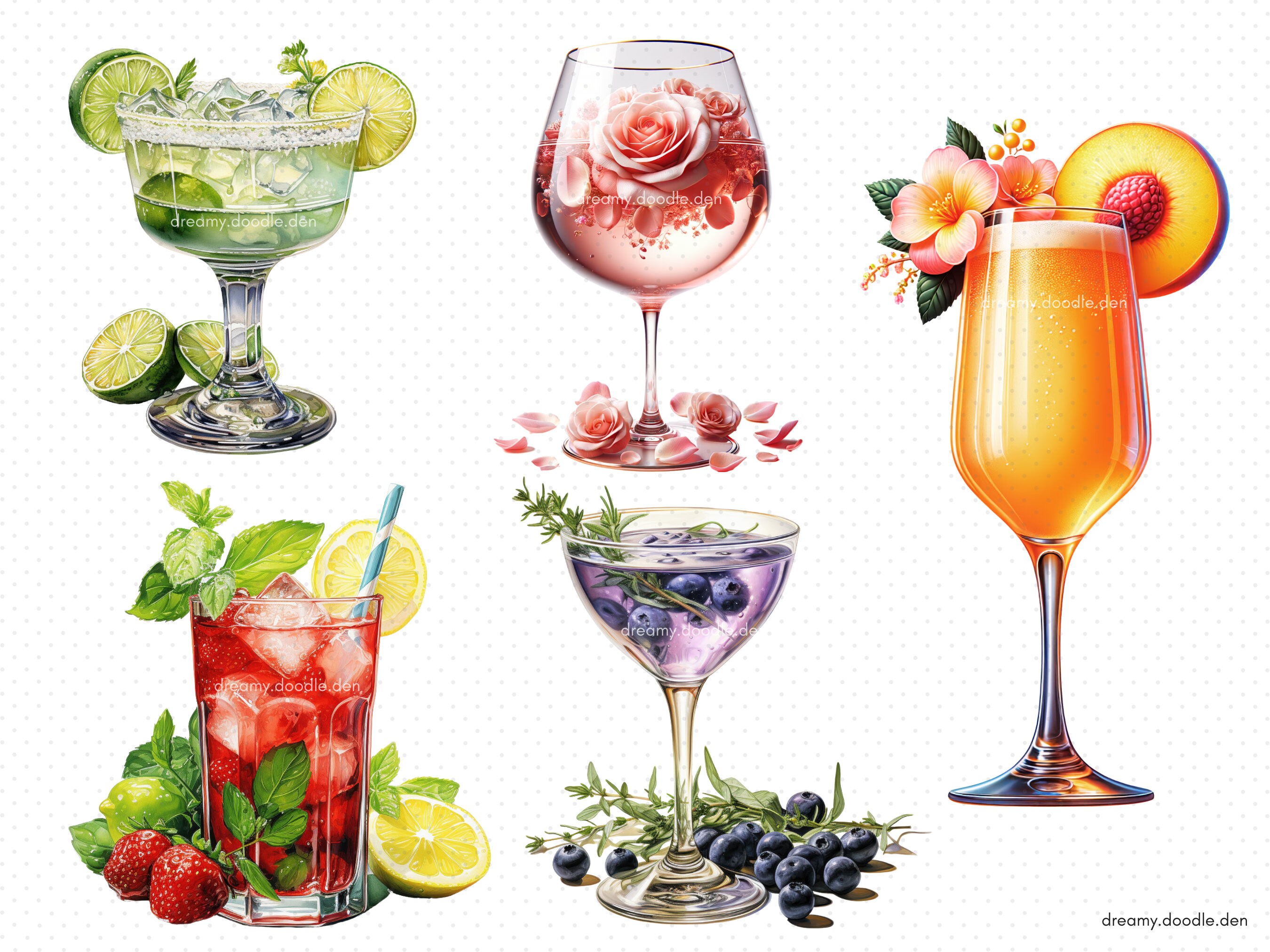 Summer Cocktails Clipart Bundle, Summer Cocktails, Summer Graphics ...