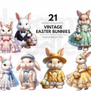 Easter Bunny Clipart, Vintage Easter Bunny, Easter Bunny PNG, Easter Gifts, Cute Easter Bunny, Easter Bunny Gifts, Spring Decor, Stickers